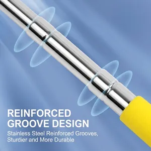Extendable stainless steel pointer with yellow foam handle and reinforced groove design
