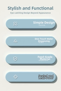 Features include one-key water dispensing, food-grade material, and leak-proof sealing