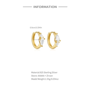 Detailed size specifications for 925 silver water drop earrings with AAAAA zircon