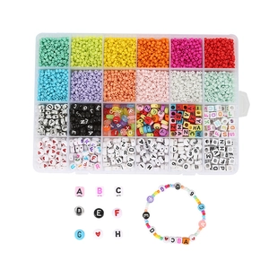 24-compartment acrylic letter and seed bead kit for DIY jewelry making with accessories