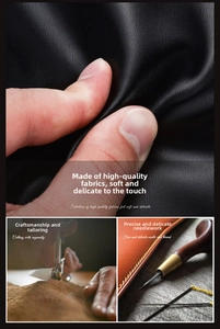 Detailed view of high-quality black leather texture and precision stitching on wallet