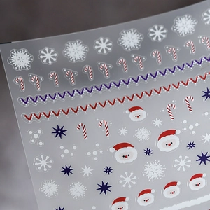 5D Christmas nail art stickers with 3D snowflakes and Santa Claus patterns
