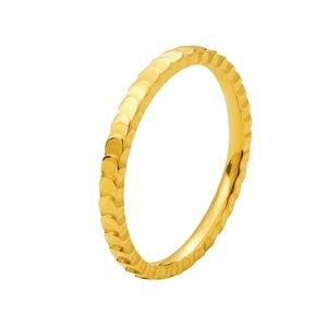 Golden titanium steel ring with textured scale pattern shown on clean white background