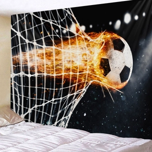 Vue détaillée d'une tapisserie murale de football avec effet feu pour décoration