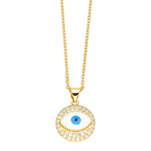 Evil eye necklace with 18K gold plated chain and sparkling cubic zirconia pendant