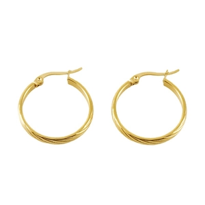 Elegant 18K gold-plated stainless steel twist hoop earrings with vintage buckle design