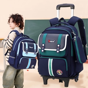 Oxford Cloth School Backpack Trolley Bag Waterproof Spinal Protection Breathable Lightweight British Style For Students