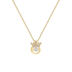 Elegant gold-plated angel wing crown necklace with a shimmering dancing stone pendant