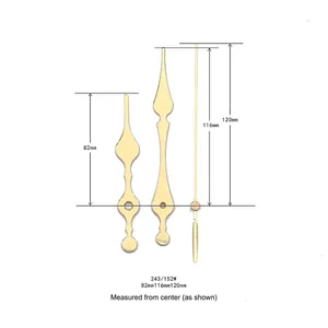 Polished gold clock hands set including hour, minute, and second hands, model 243-152