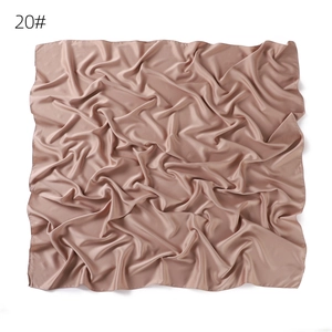 Solid color matte imitation silk satin square scarf for women, soft breathable large shawl.