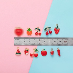 DIY colorful enamel fruit charms assortment for jewelry making with centimeter ruler scale