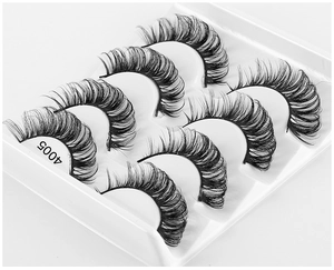 Close-up of model 4005 Russian volume false eyelashes with dense D-curl synthetic fibers