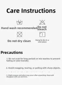 Care instructions for suede baseball cap featuring hand wash and drying guide icons