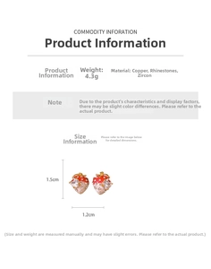 Spécifications des boucles d'oreilles fraise en cuivre avec zircons cubiques