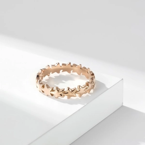 Minimalist stackable star shaped stainless steel ring for women in rose gold finish