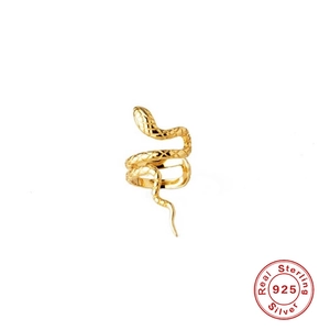 Minimalist S925 sterling silver snake cuff earring in gold finish for women