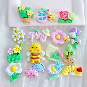 Kit breloques DIY en résine colorée formes abeilles et fleurs pour accessoires de coque