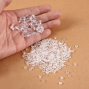 Clear acrylic ice cubes and crushed ice crystals for DIY food photography props