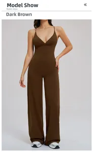 Détails du débardeur de sport col V pour femmes et du pantalon de yoga à jambes larges