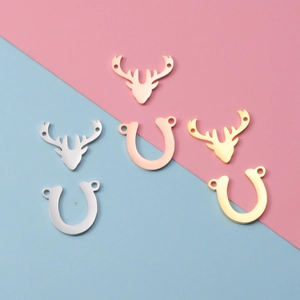 Antler Horseshoe Pendants Connectors 304 Stainless Steel Mirror Polished Double Hole For DIY Jewelry Making