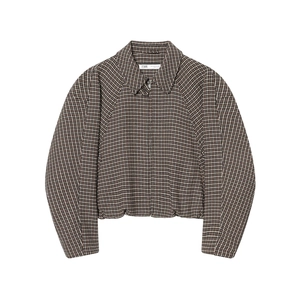 Women Houndstooth Jacket And Mini Skirt Retro Boucle Tweed Zipper Cropped Coat Slit Bottom Streetwear Casual
