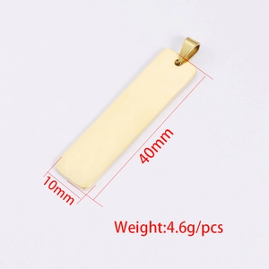 Golden mirror stainless steel rectangular pendant 40x10mm for DIY jewelry making