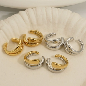 316L stainless steel multi-layer twisted hoop ear cuffs in gold and silver finish