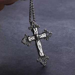 Collana Con Pendente A Croce Con Teschio Gotico Acciaio Inossidabile Vintage Punk Streetwear Gioielli Da Uomo