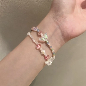 Chic beaded heart and butterfly charm bracelets for women in colorful candy tones