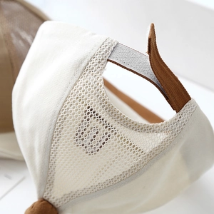 Breathable baby mesh cap with adjustable Velcro strap and back stitching details