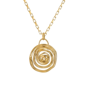 Minimalist 18k gold plated stainless steel snail spiral rose pendant necklace for women