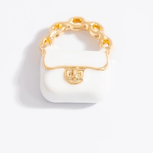 Pendentif en alliage en forme de sac blanc et doré pour colliers et accessoires DIY