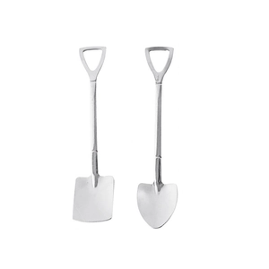 Creative silver stainless steel shovel-shaped spoons for watermelon and desserts