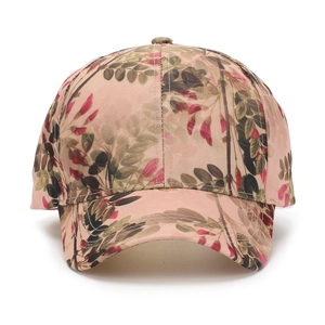 Pink floral printed baseball cap with vintage garden style for women outdoor sun protection