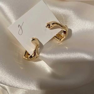 Irregular Molten Geometric Hoop Earrings Alloy With 925 Sterling Silver Earring Post Minimalist Style For Women