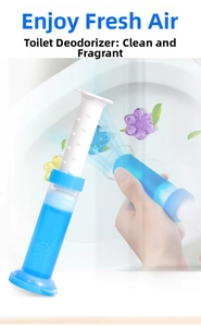 Syringe applicator for toilet cleaning gel creating flower shapes for deodorizing