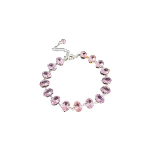 Elegant silver bracelet with oval-cut pink zircon stones and adjustable lobster clasp closure