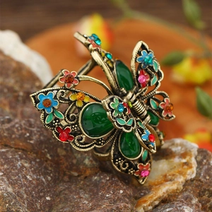 Butterfly Hair Claw Clips Vintage Zinc Alloy Rhinestone Enamel Non-Slip Hair Grips Accessories For Women Girls
