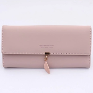Women Long Wallet PU Leather Leaf Pendant High Capacity Card Holder Handbag Korean Sweet Style Purse