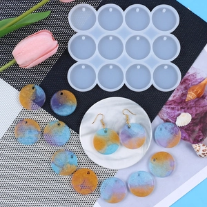12-hole circular silicone mold for resin jewelry pendants and DIY glitter earrings