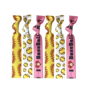 Elastic Hair Ties Baseball Softball Stitching Knotted Ribbon Ponytail Holders Sporty Wristbands For Women Girls