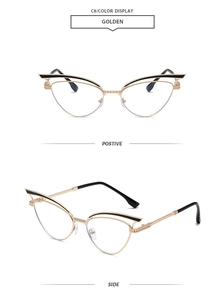Cat-Eye-Sonnenbrille mit goldenem Metallrahmen und schwarzen Browline-Details