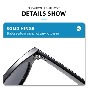 Close-up of the solid metal hinge on black cat eye sunglasses for durability