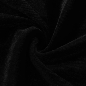 Macro shot of black velvet fabric texture showing rich pile and elegant draping pleats