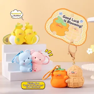 Cute cartoon 3D resin keychain set with soft PVC charms for backpacks and keys