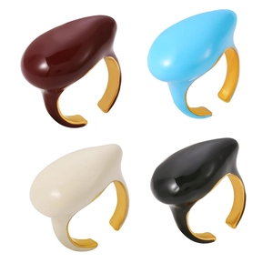 Minimalistische 18K vergoldete PVD-Ringe mit farbigem Emaille-Tropfen in vier Farben