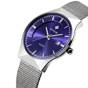 Men Quartz Watch Stainless Steel Mesh Band Date Calendar Waterproof Business Casual Elegant Wristwatch Japanese Movement