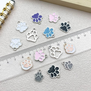 DIY colorful cat paw and bear footprint alloy pendants for keychain accessories