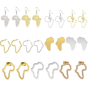 Boucles Oreilles Carte Afrique Acier Inoxydable Oeil Horus Néfertiti Symbole Bijoux Ethniques Femmes