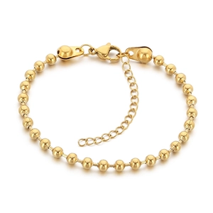 Minimalist 18K gold plated stainless steel bead chain bracelet with lobster clasp adjustment